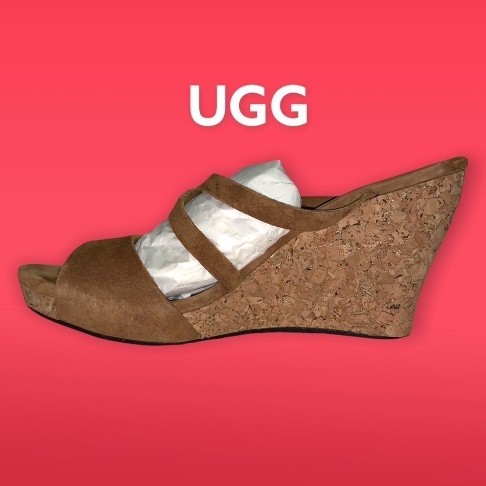 Ugg (EUC) Suede Leather Platform Wedge sandals, Sz. 10 - Picture 9 of 10